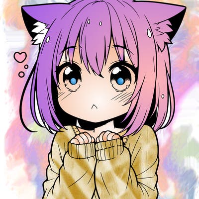 shy anime catgirl