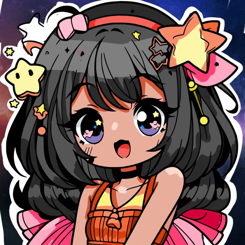 cute anime girl with star accessories