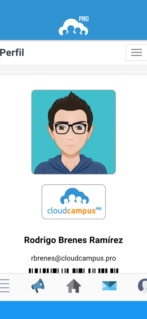 Cloud Campus Pro - User profile interface of Cloud Campus Pro school management app showing student name and avatar