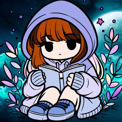 girl in oversized hoodie reading a book