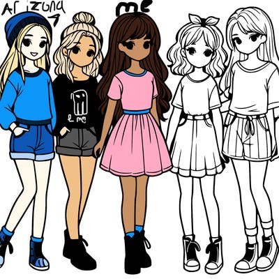 a group of five girls