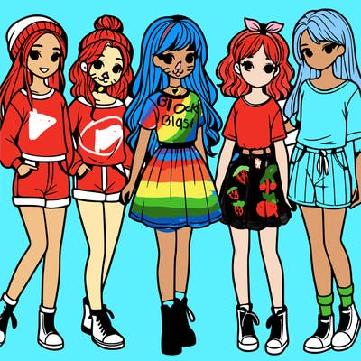 a group of five girls