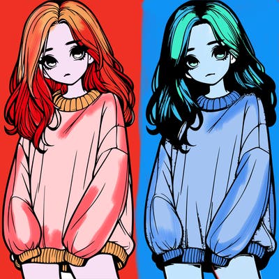 realistic girl with baggy sweater