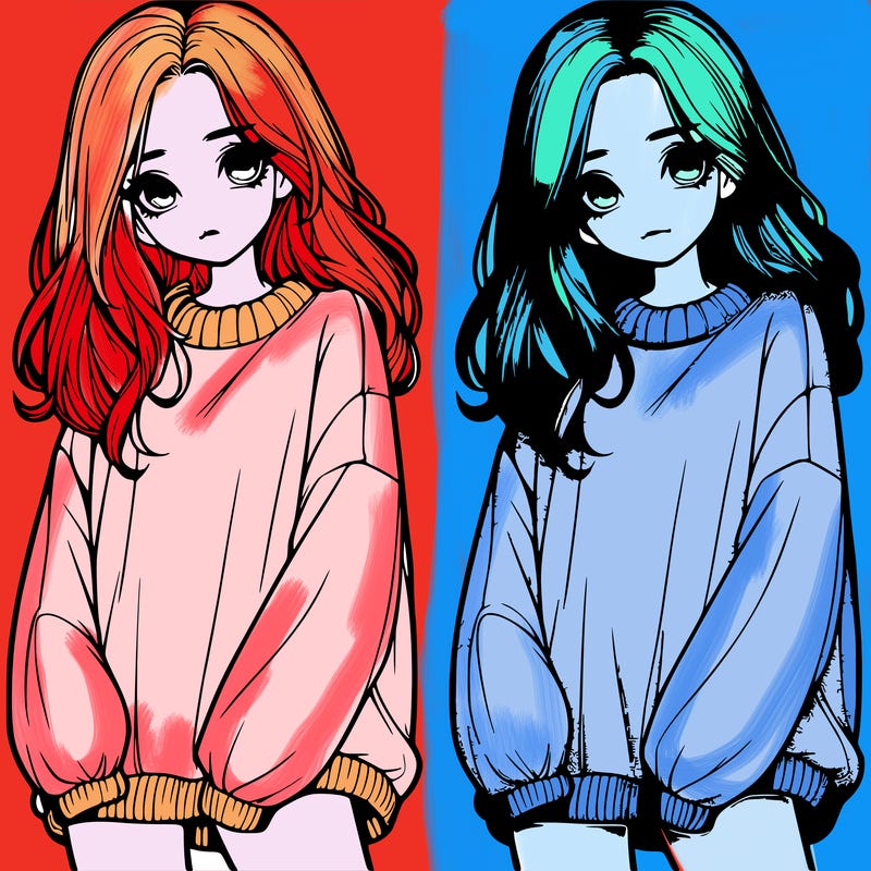 realistic girl with baggy sweater