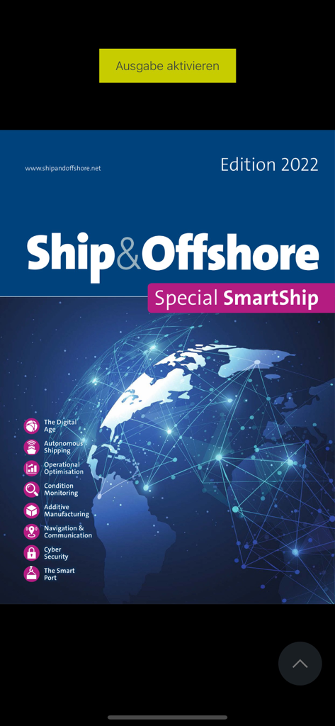 Maritime Media - Portada de la edición especial SmartShip de la revista Ship and Offshore, que presenta temas como el transporte autónomo y la ciberseguridad
