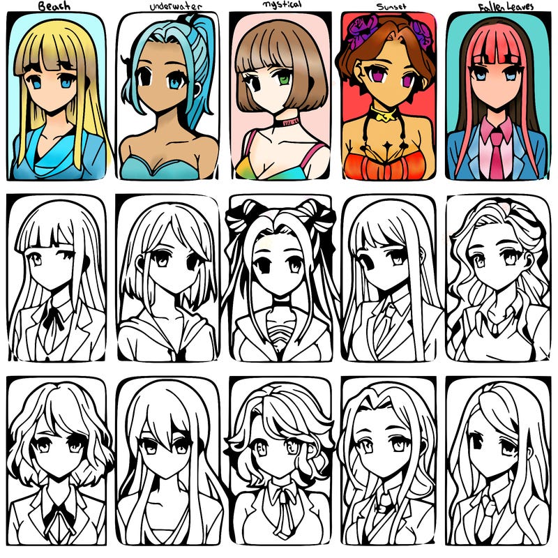 girls that look diffrent anime