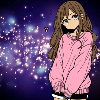 manga teen girl  in a sweater and baggy pants