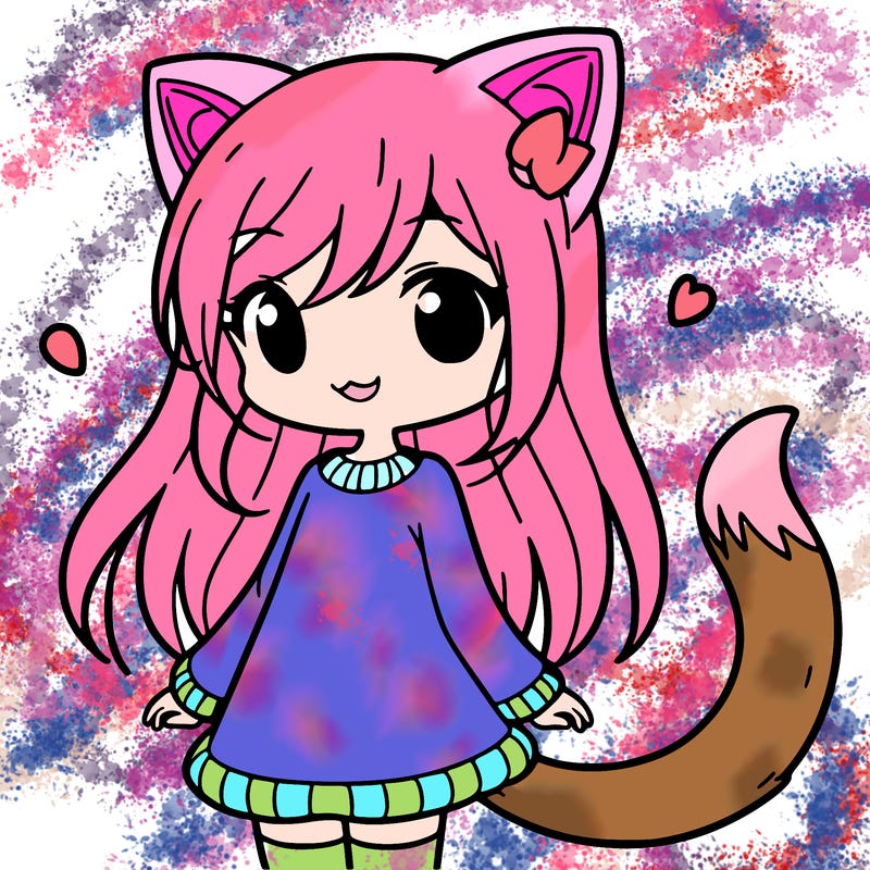 girl with cat ears and tail