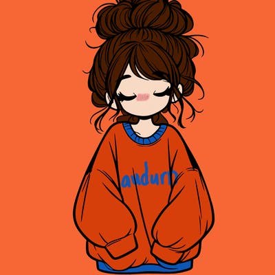 girl with baggy sweatshirt and messy bun