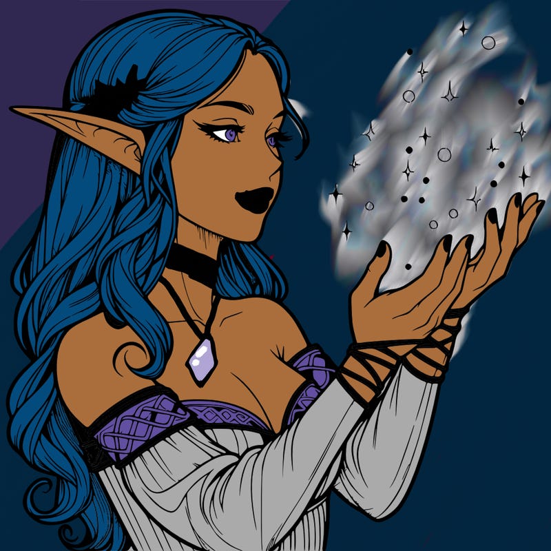 realistic elf girl doing magic