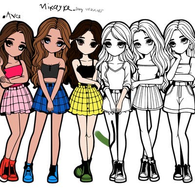 a group of girls realistic