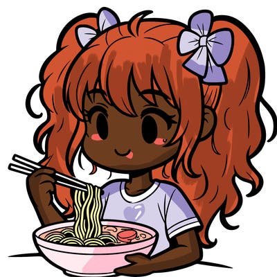 a girl eating ramen