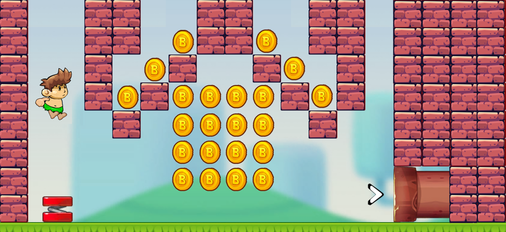 Billy's Jungle Adventure - Billy jumping to collect gold coins in a classic platformer level