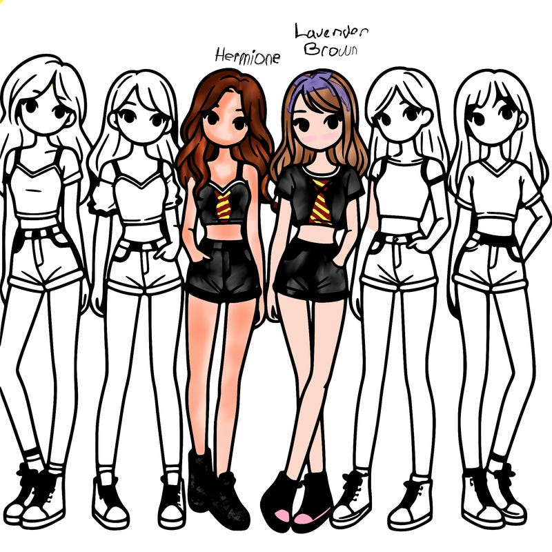 a group of girls wearing crop tops and shorts