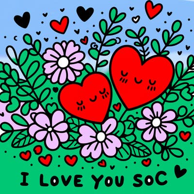 i love you so much hearts flowers