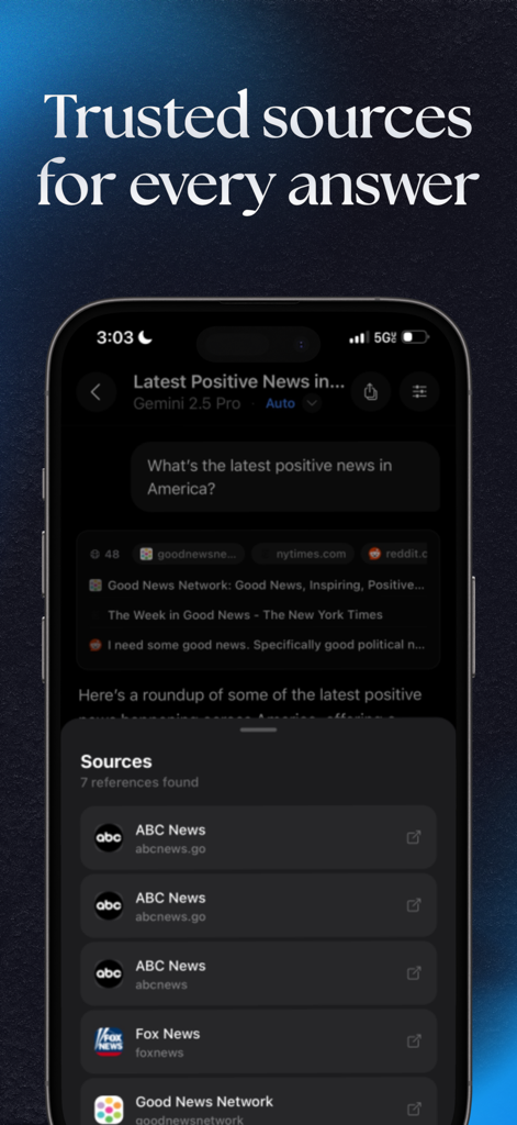 NinjaChat AI - Interfaz de NinjaChat AI mostrando fuentes web utilizadas para una respuesta generada por IA