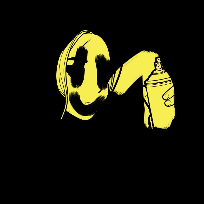 a realistic girl, spray painting