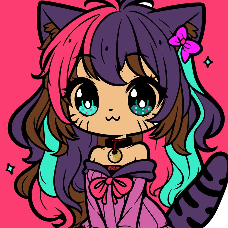 cute anime girl cat