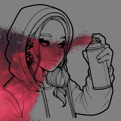 a realistic girl, spray painting