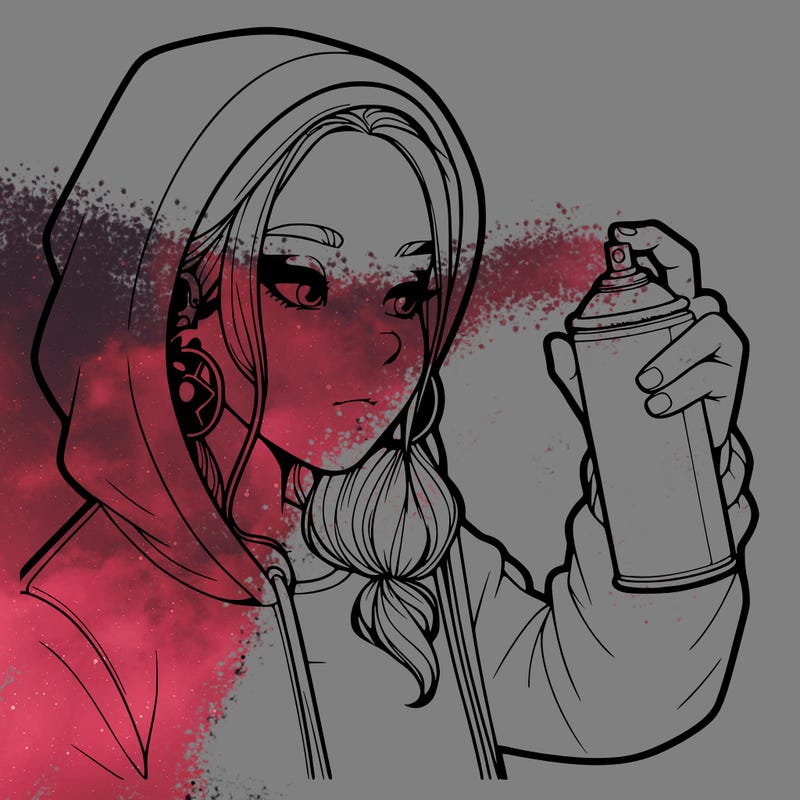 a realistic girl, spray painting