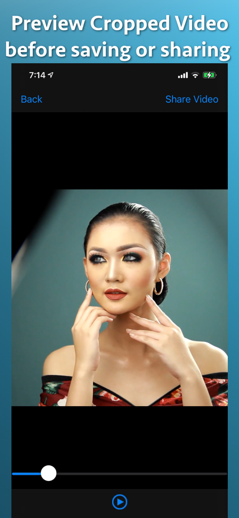 Video Cropper Premium - Interface of Video Cropper Premium showing a preview of a cropped video with options to save or share