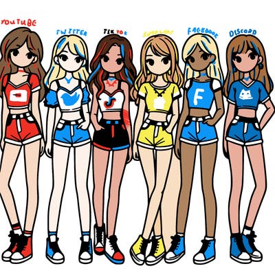 a group of girls wearing crop tops and shorts