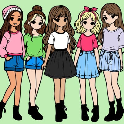 a group of five girls