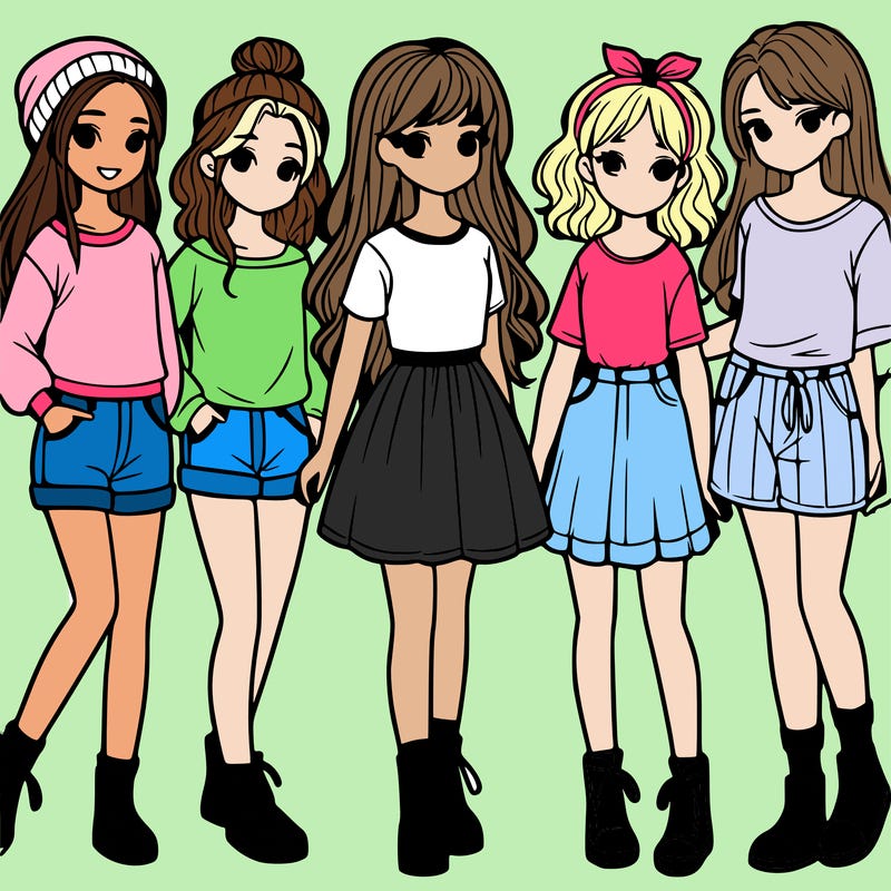 a group of five girls