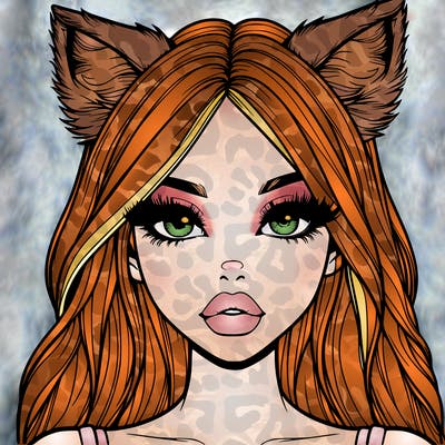 realistic girl with fox ears and realistic lips
