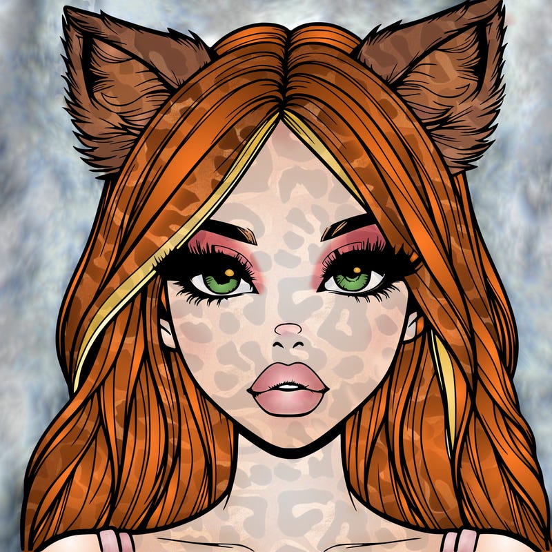 realistic girl with fox ears and realistic lips