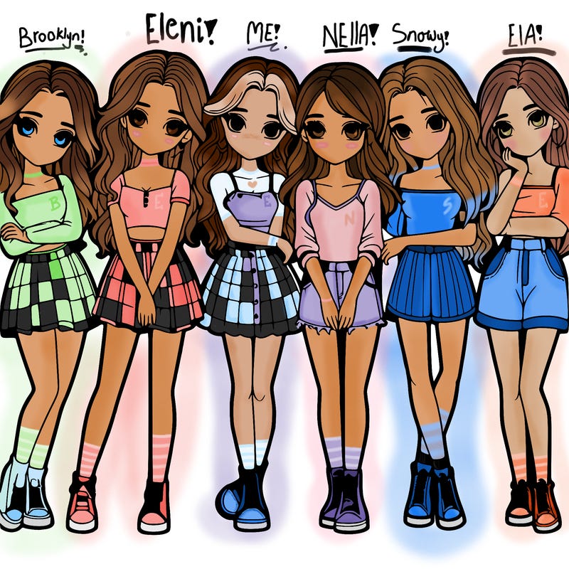 a group of girls realistic