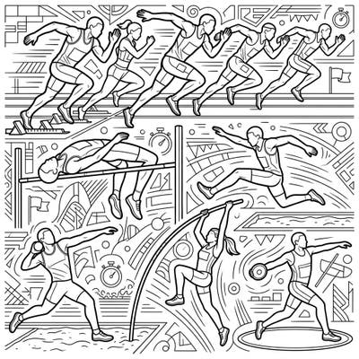 Experience the thrill of competition with this exciting track and field athletes coloring page, perfect for sports enthusiasts of all ages. Capture the energy of sprinting, jumping, and throwing as you bring these champions to life with your favorite colors.