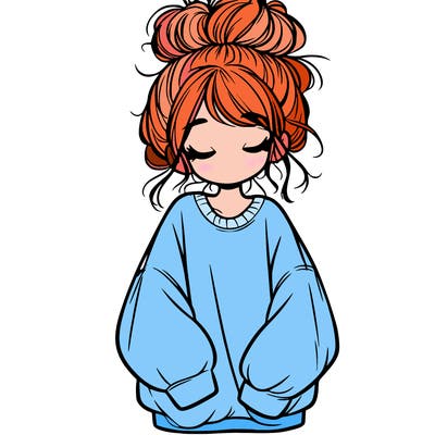 girl with baggy sweatshirt and messy bun