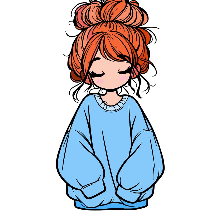 girl with baggy sweatshirt and messy bun