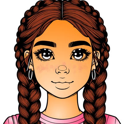 realistic girl with braids