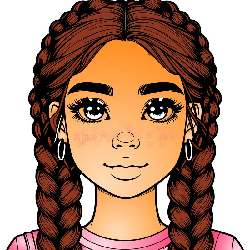 realistic girl with braids