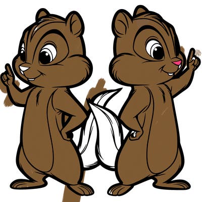 two tamias standing up split realistic