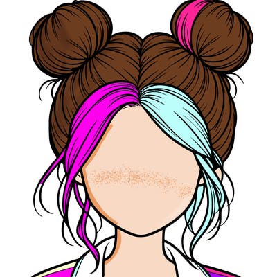 realistic girl with buns on the top of her hair
