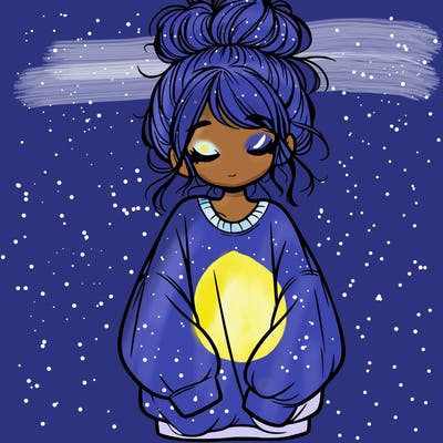 girl with baggy sweatshirt and messy bun