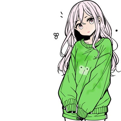 manga teen girl  in a sweater and baggy pants