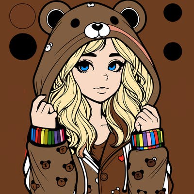 realistic girl in a animal pjs hoodie