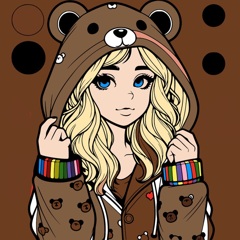 realistic girl in a animal pjs hoodie