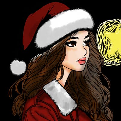 realistic girl in santa hat