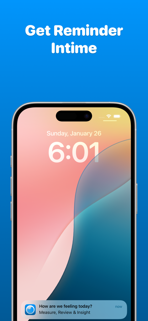 Depre: Depression Tracker - iPhone lock screen showing a daily mood tracking reminder notification from the Depre app.