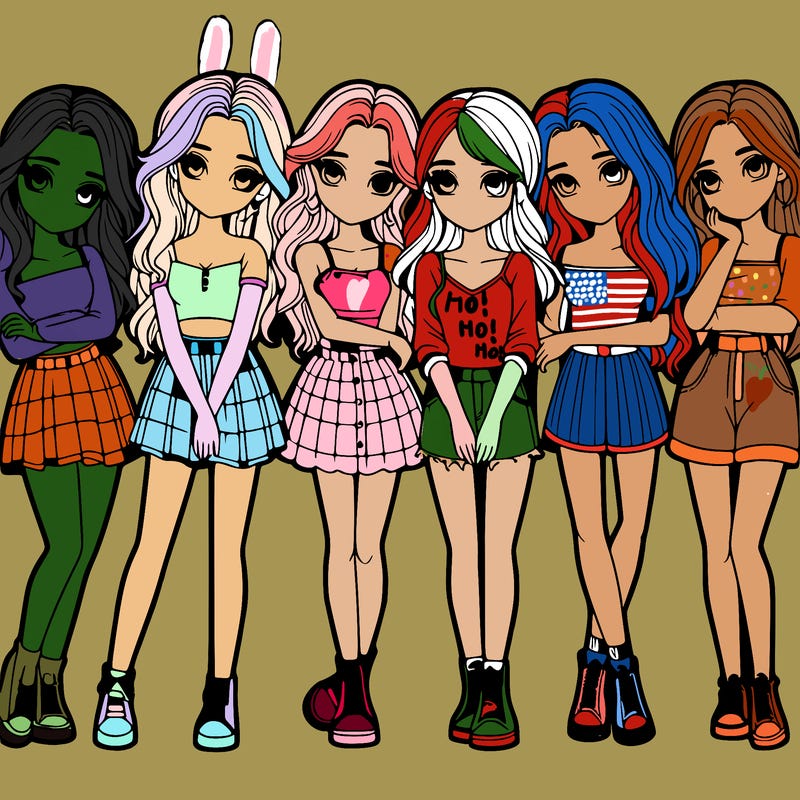 a group of girls realistic