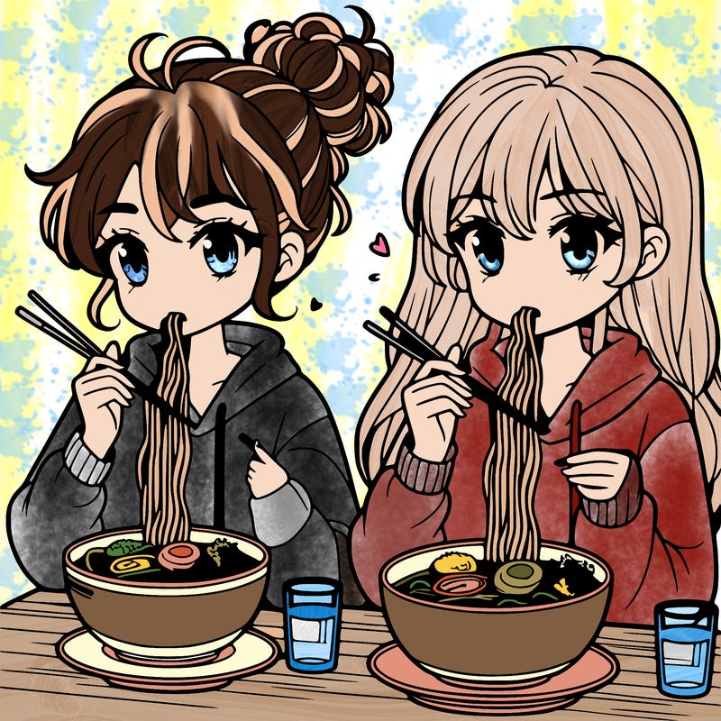 girls eating ramen