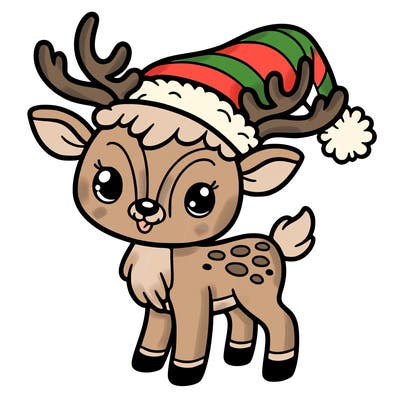 christmas reindeer with santa hat