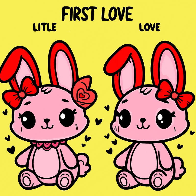 first love themed cute bunny