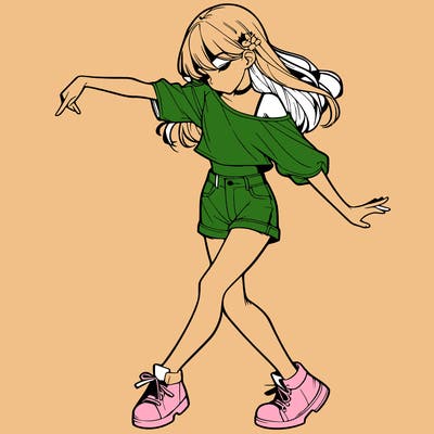 realistic girl danceing