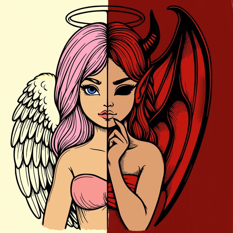 realistic angel half demon